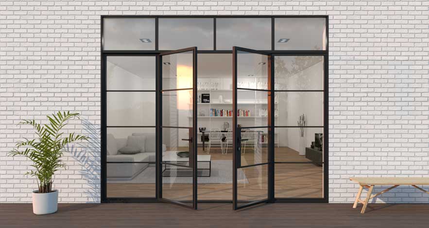 Steel patio door